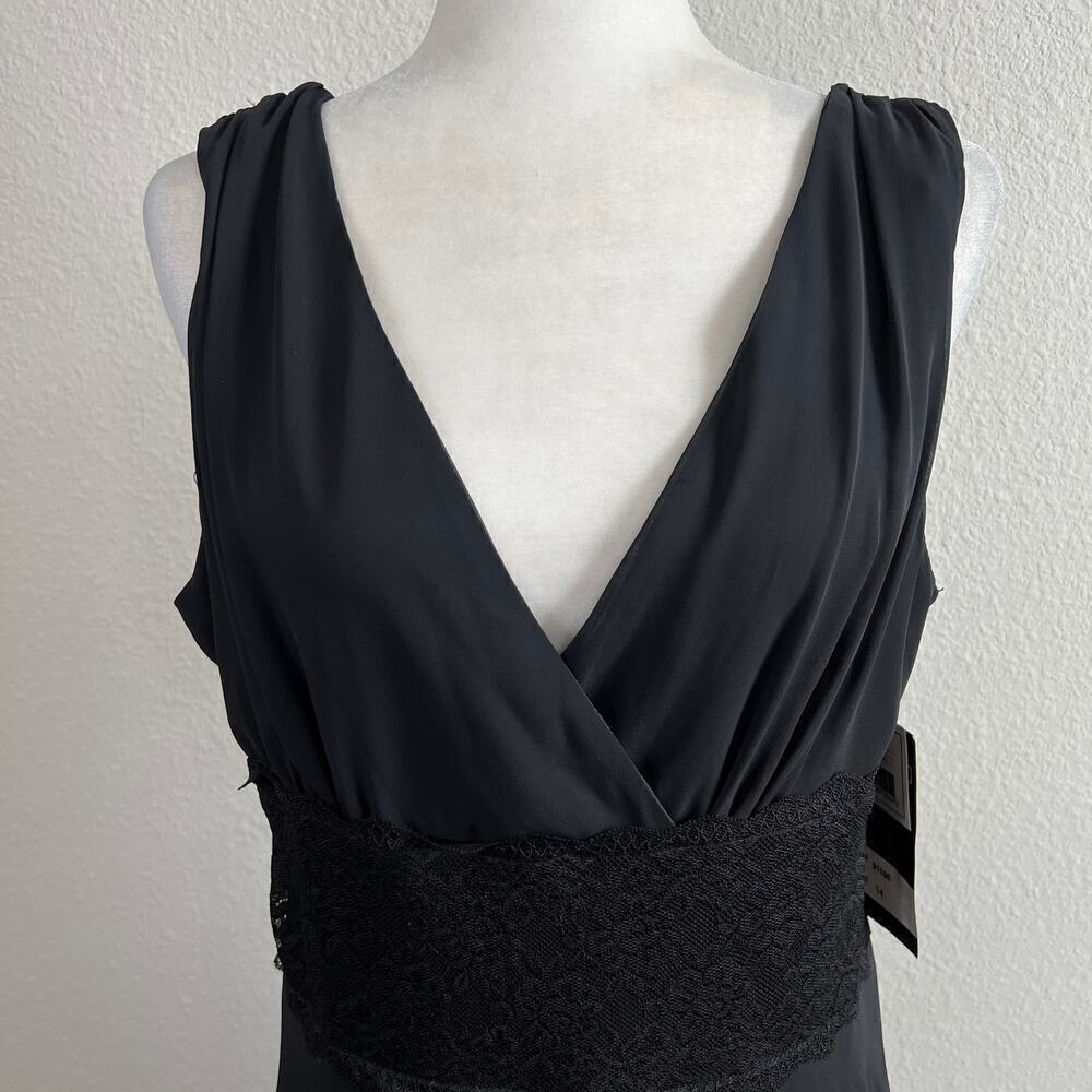 New Scarlett Little Black Dress Women's 14 Sleeveless Chiffon Lace Midi Formal - Picture 2 of 7